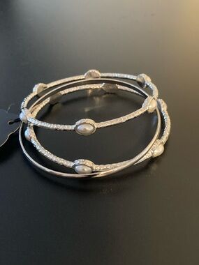 paparazzi Silver Pearl Accent Stack Bracelets